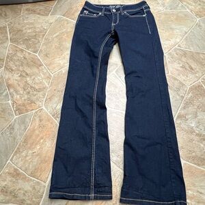 U.S. Polo Assn Flare Jeans Women’s 1/2 Dark Wash Stretch Bootcut Low Rise Y2K